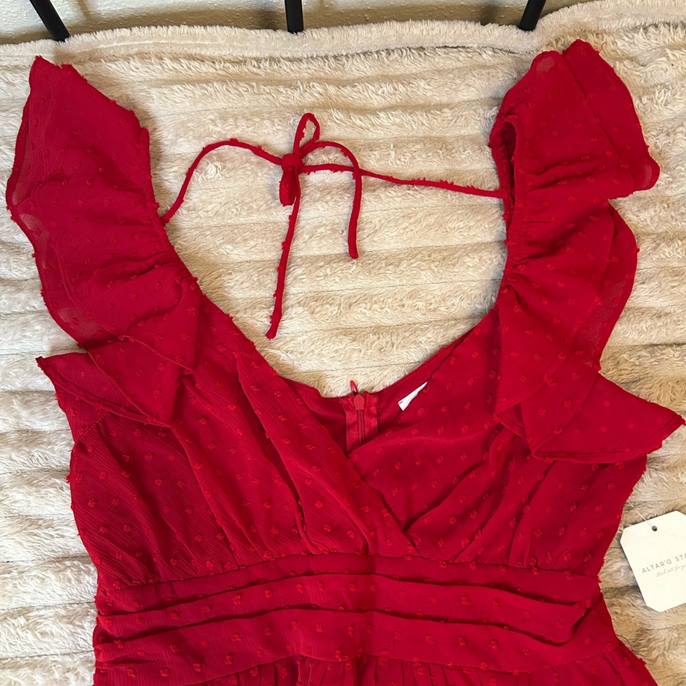 Altar'd State Red Mini Ruffle Dreas - Picture 5 of 9